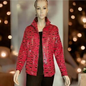 Misook Petite Paillette Full Zipe Jacket XS NWOT